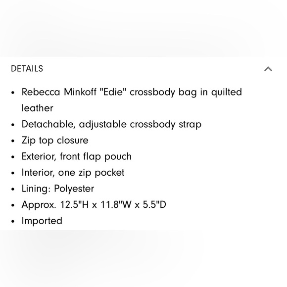 **NWT**Rebecca Minkoff Edie Zip Quilted Leather Crossbody Bag - Picture 4 of 4
